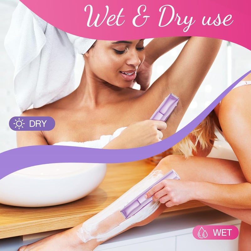 pritech Bikini Trimmer for Women 2 in 1 Electric Razor for Women Face - Wet and Dry Electric Lady Shaver, Smooth Facial Hair Remover and Body Hair Trimmer for Bikini Leg Underarm Face Private Area, Purple - Image 4